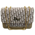 Beige | Dior Oblique Canvas & Leather Flap Clutch | Luxury Designer Handbag for Women