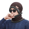 Winter Wool Cap with Neck Warmer Set | Thermal Beanie & Scarf Combo for Men and Women | Brown And Gray
